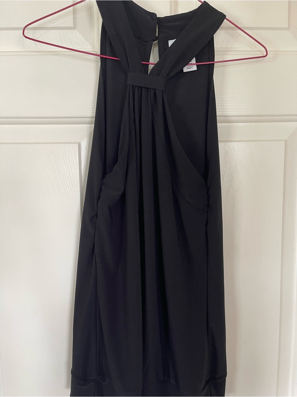White House Black Market Black Pleated Twist-Neck Blouse